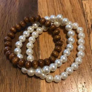 Pearl and Wooden Bracelets
